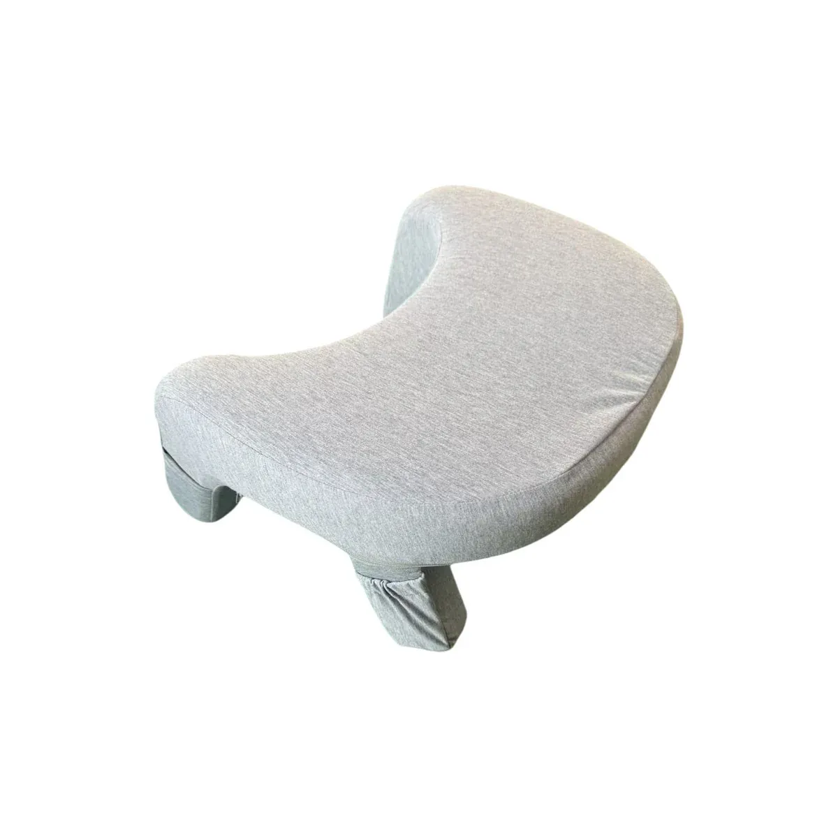 Ergonomic reading pillow light grey side view