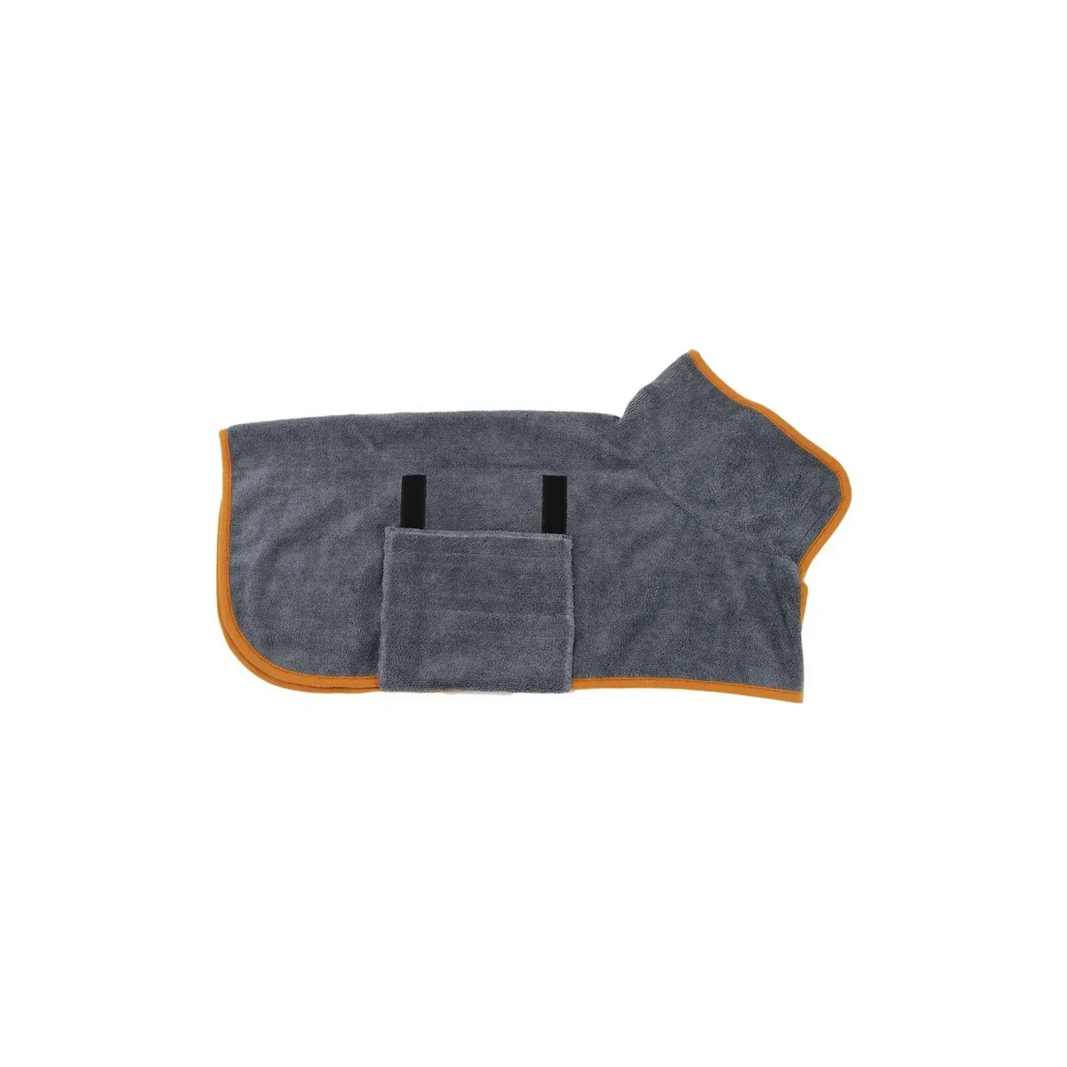Grey pet bathrobe laid flat