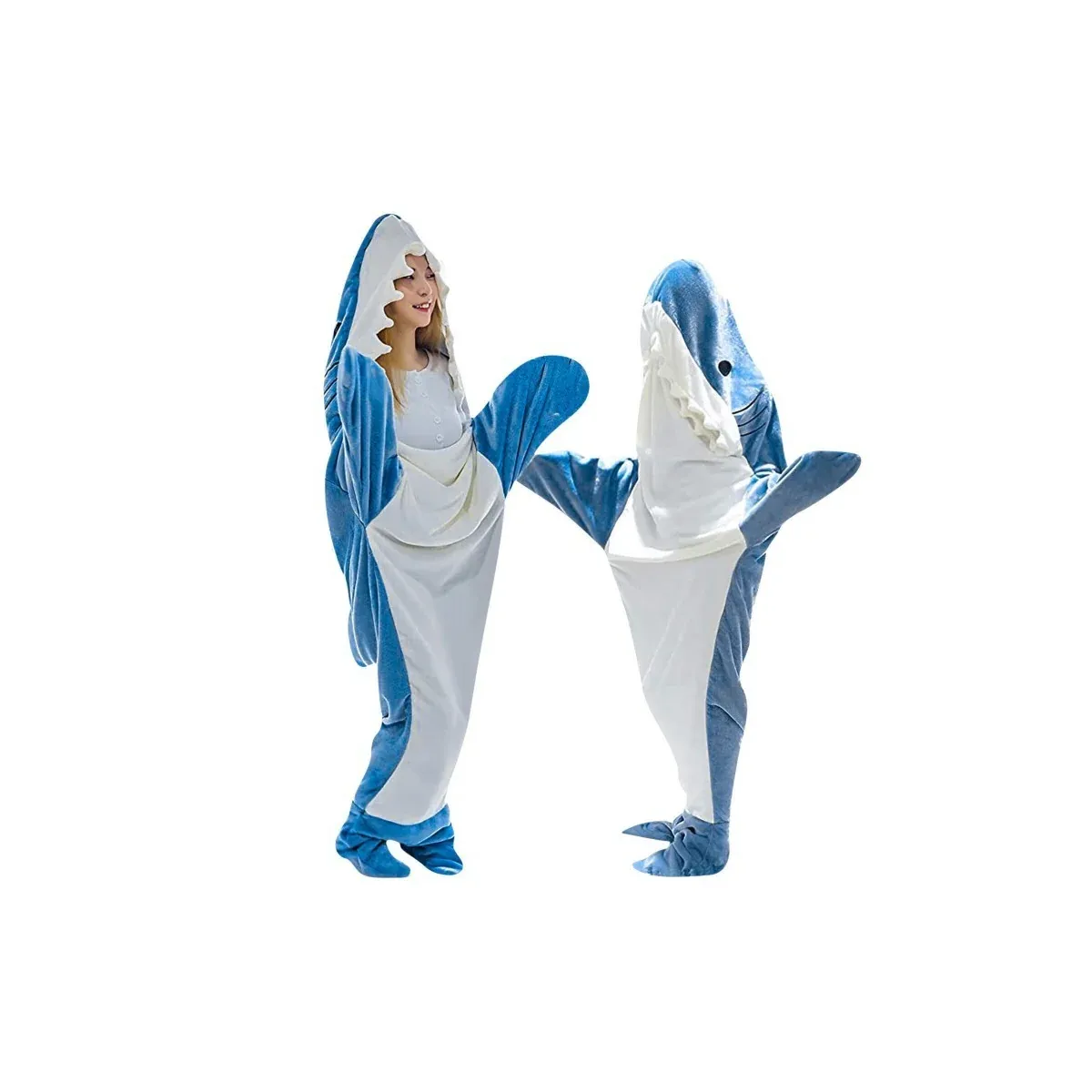 Wearable shark blanket with hood and tail