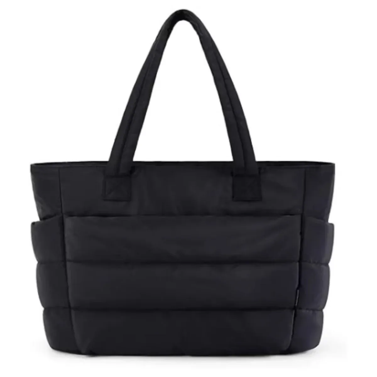Cream padded commuter tote
