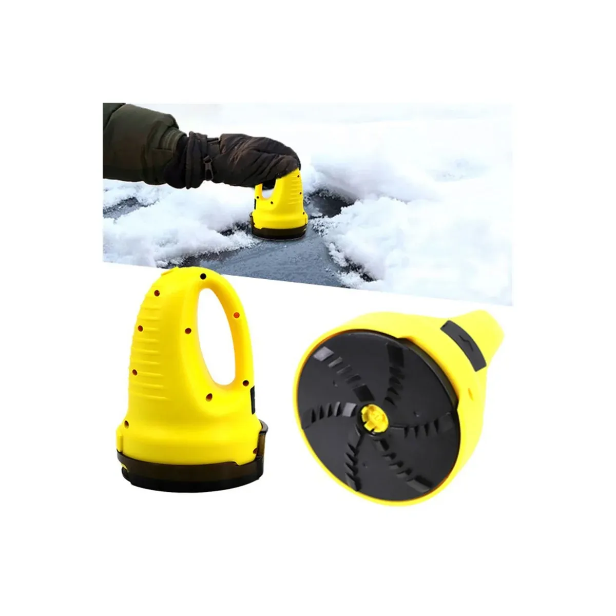 Yellow cordless electric ice scraper