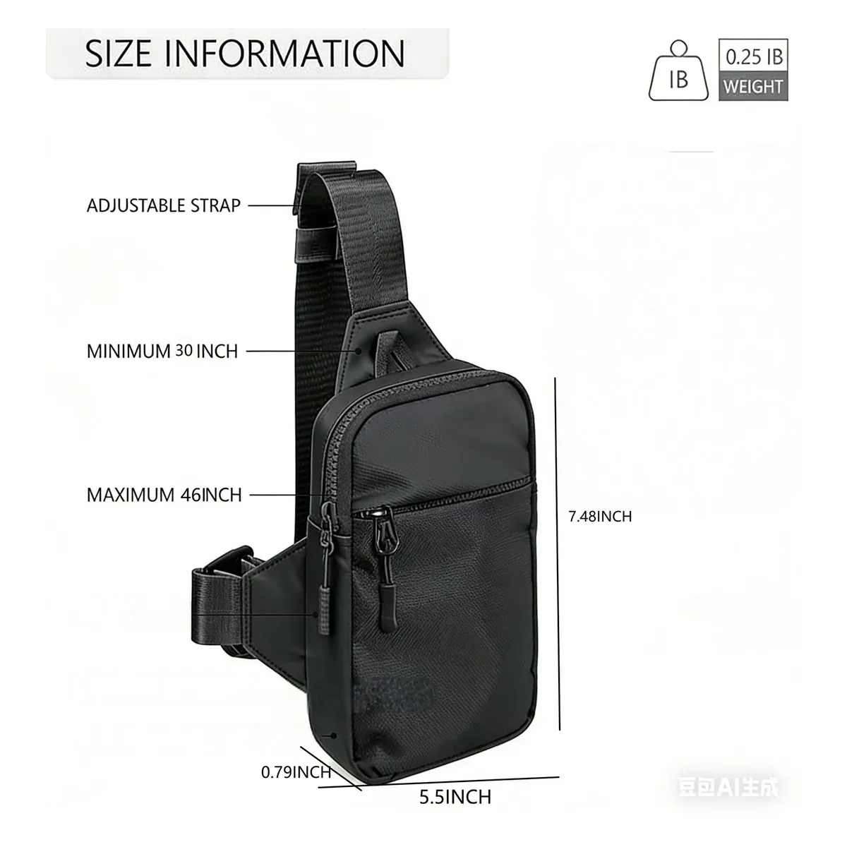 Chest bag dimensions and strap length