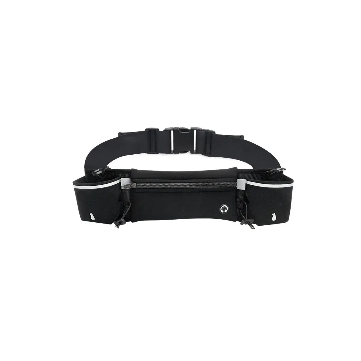 Black running waist pack with bottle pockets