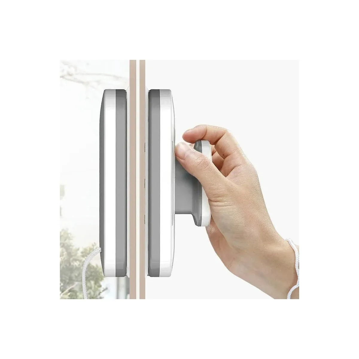 Magnetic window cleaner on both sides of glass