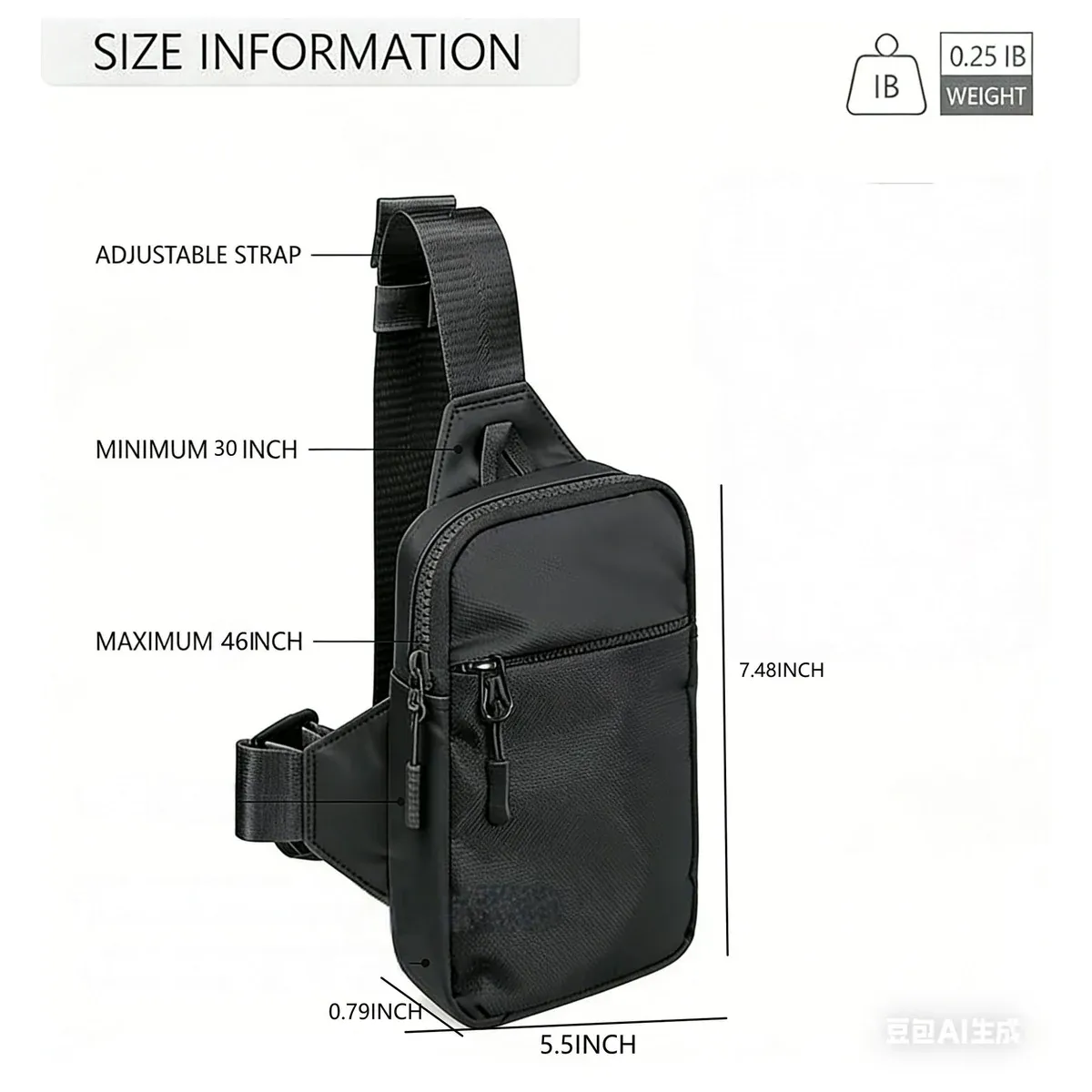 Crossbody bag size and strap adjustment