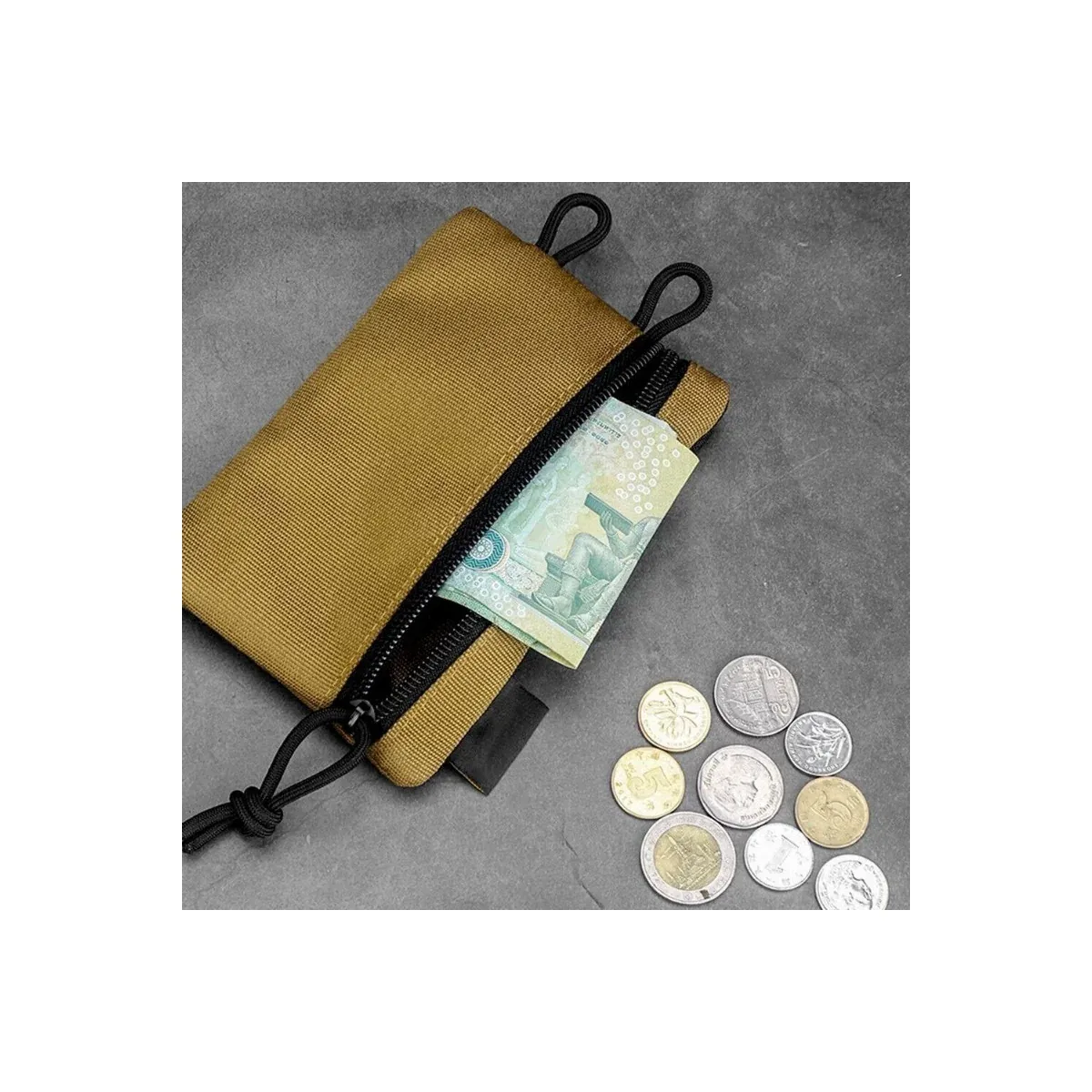 Canvas Coin and Key Pouch — Fold-Over Pouch with Belt Loop - main