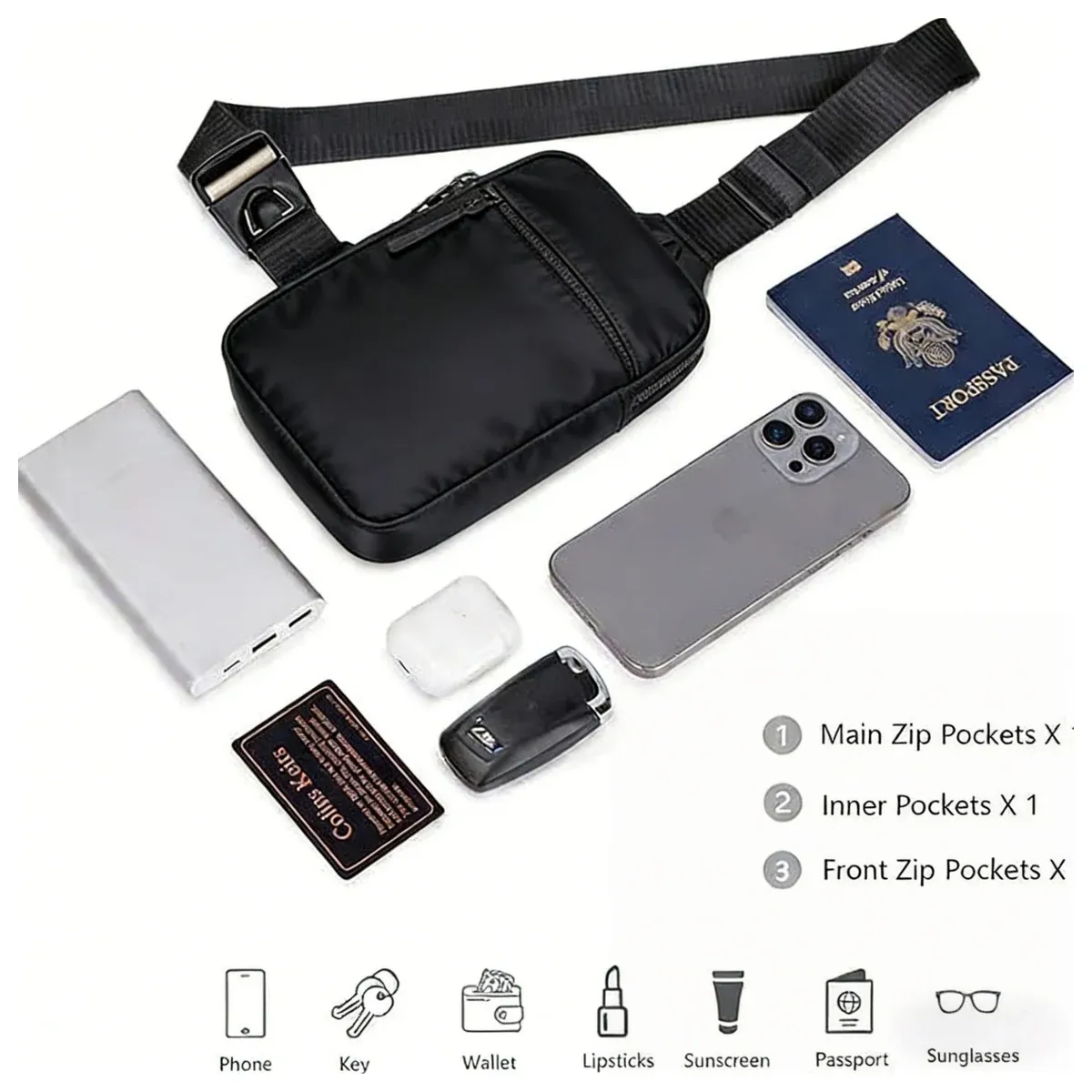 Crossbody sling bag worn on the front and back