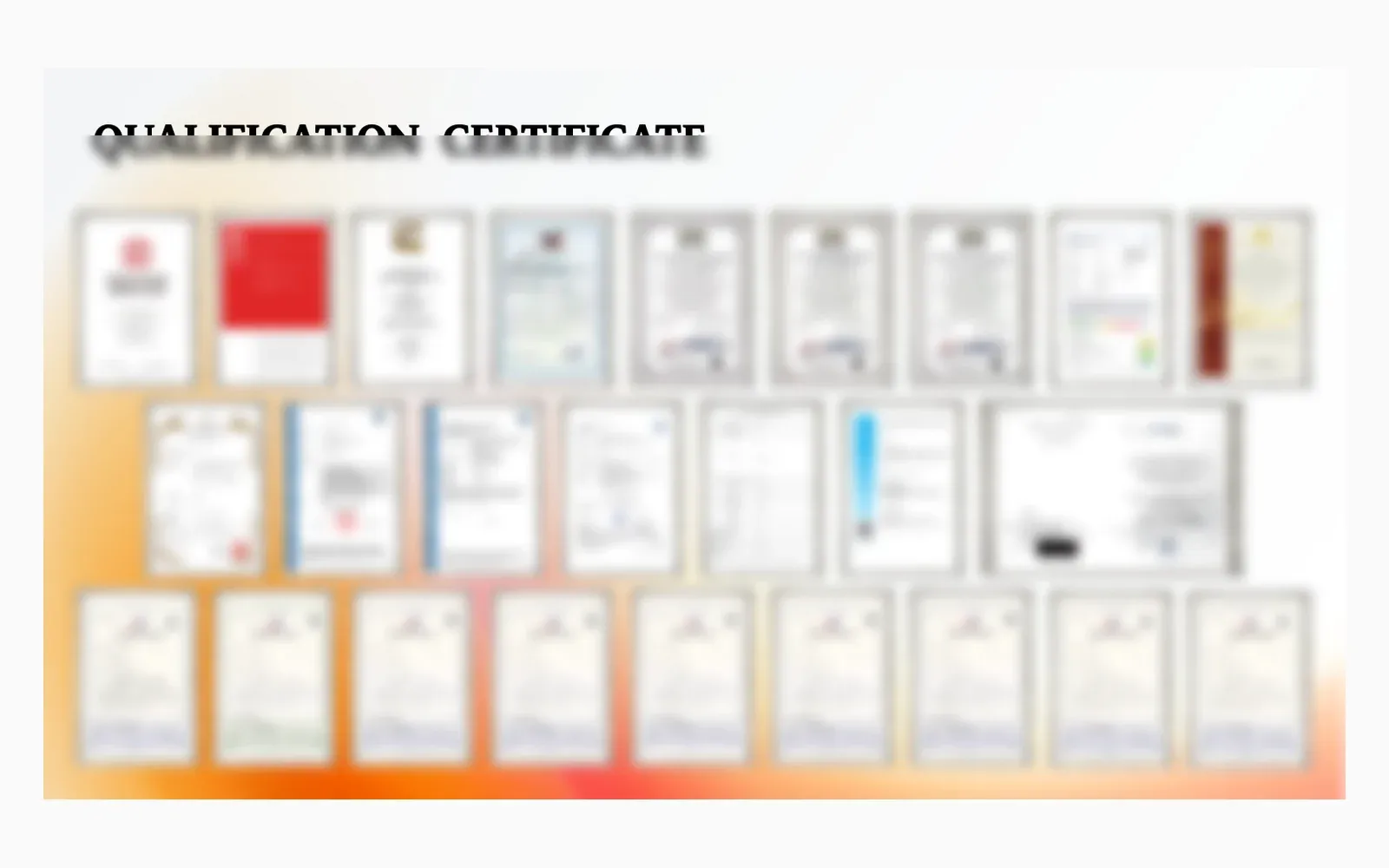 Beauty-device factory certification wall with factory details blurred
