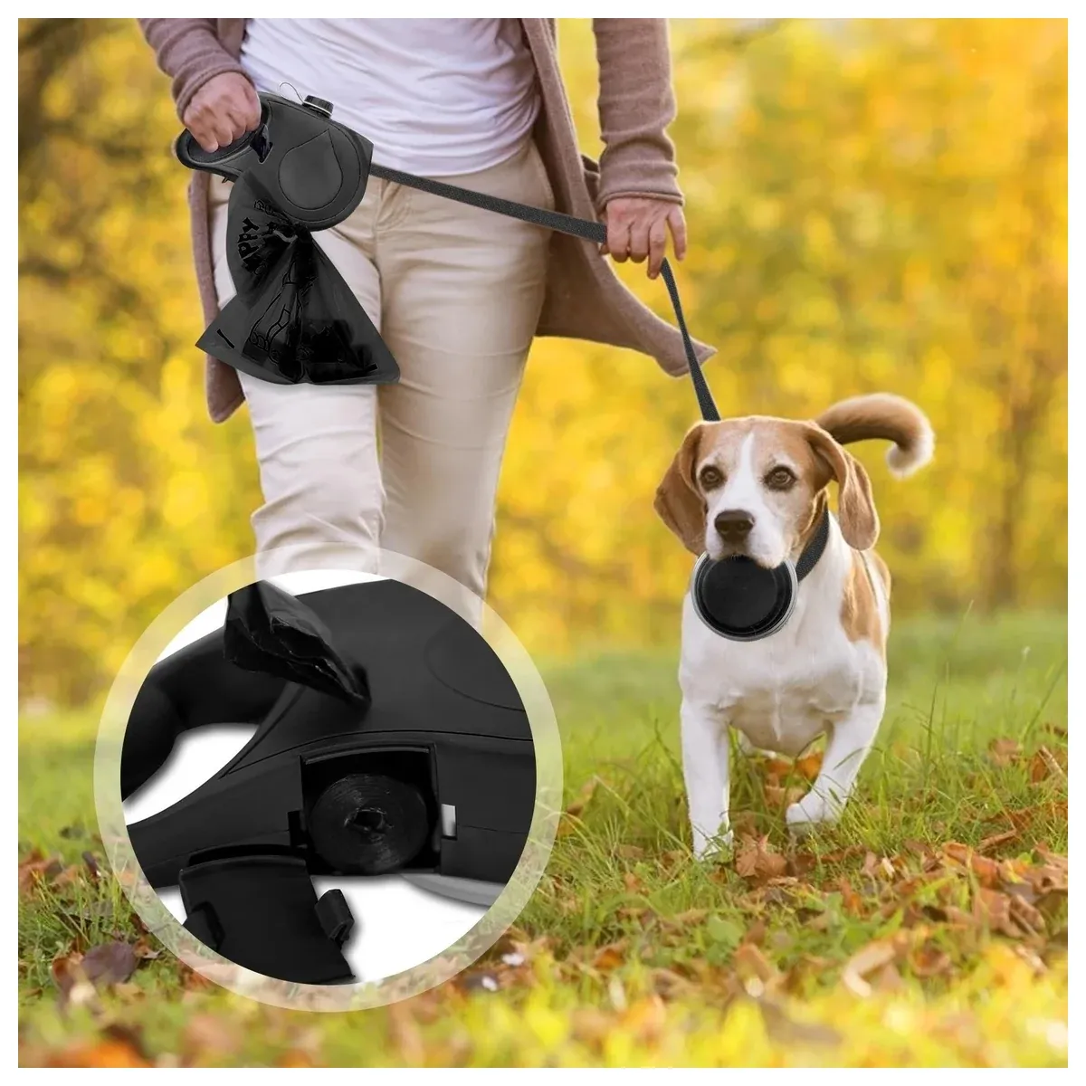 Water bottle filling the leash bowl