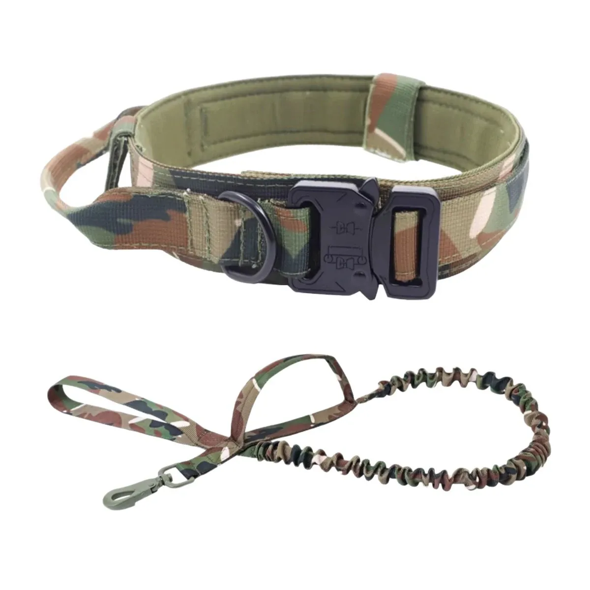 Camo bungee dog leash with collar