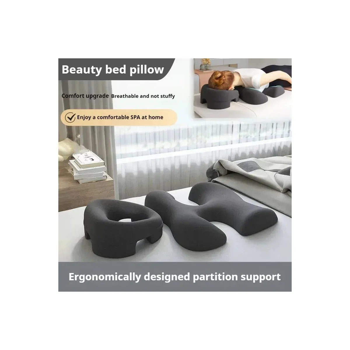 Face pillow with cut-out and T-shaped chest pillow