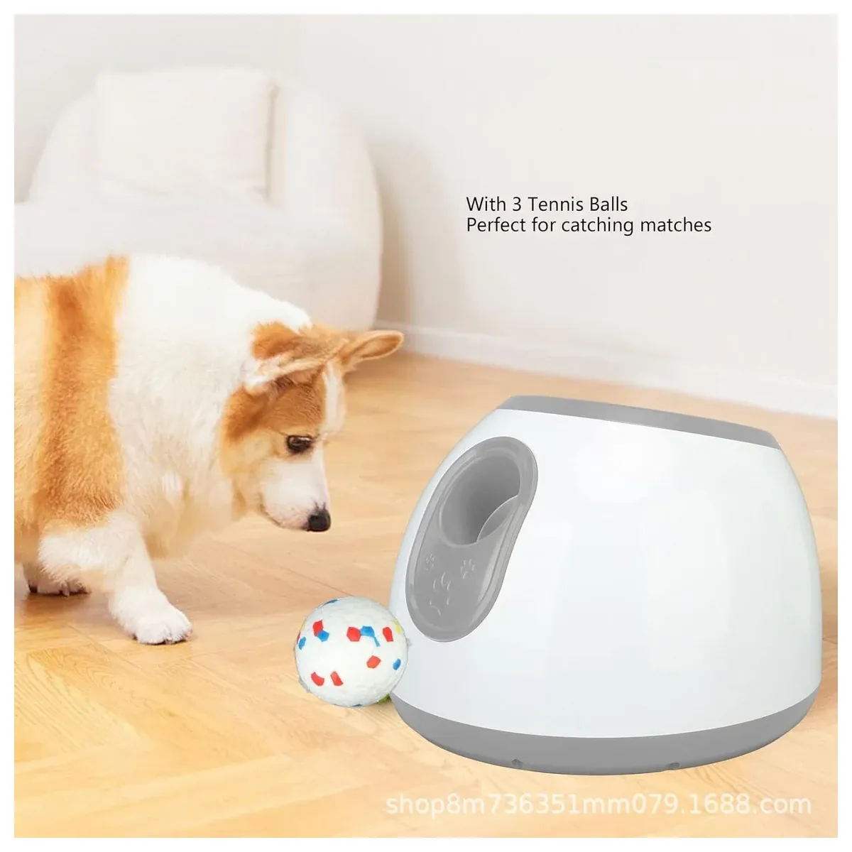 Automatic dog ball launcher with orange trim