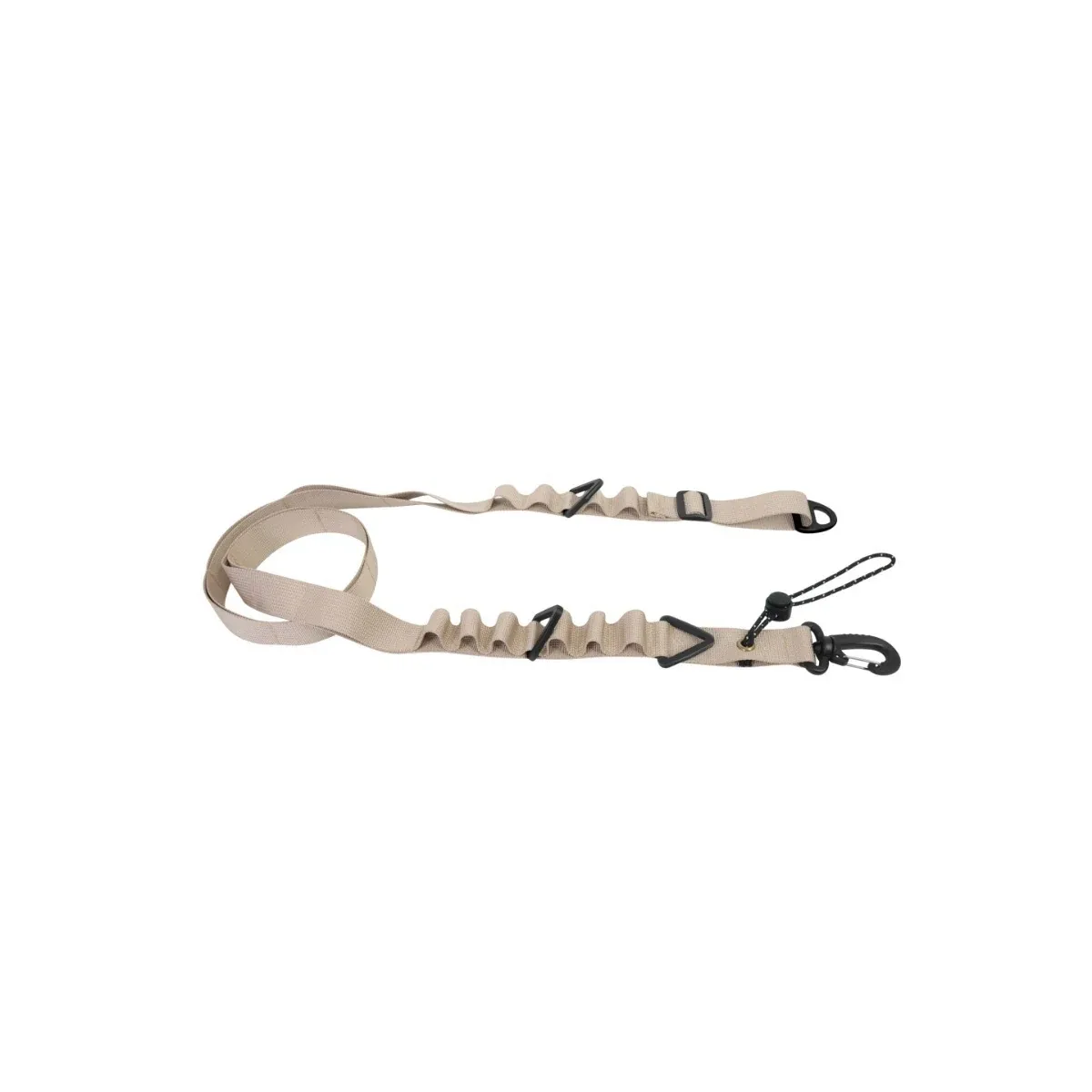 Khaki elastic lanyard with swivel hooks