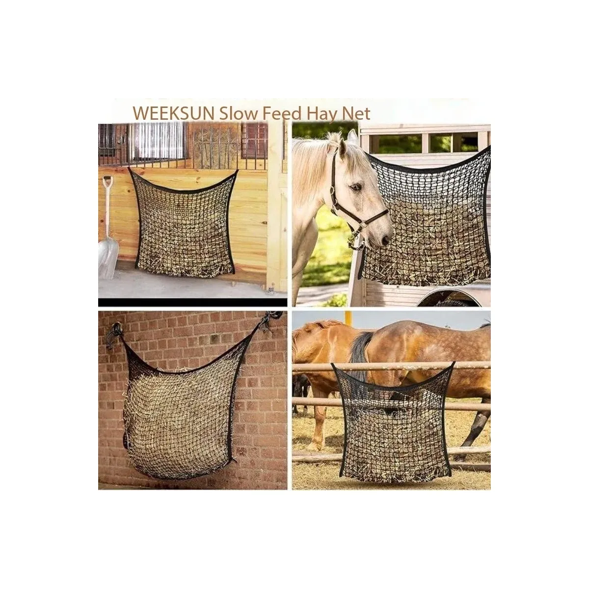 Hay net hanging in a stable