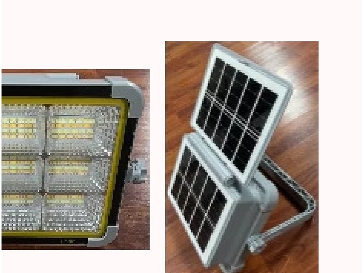 DK-STS-DUB solar flood light with dual solar panels
