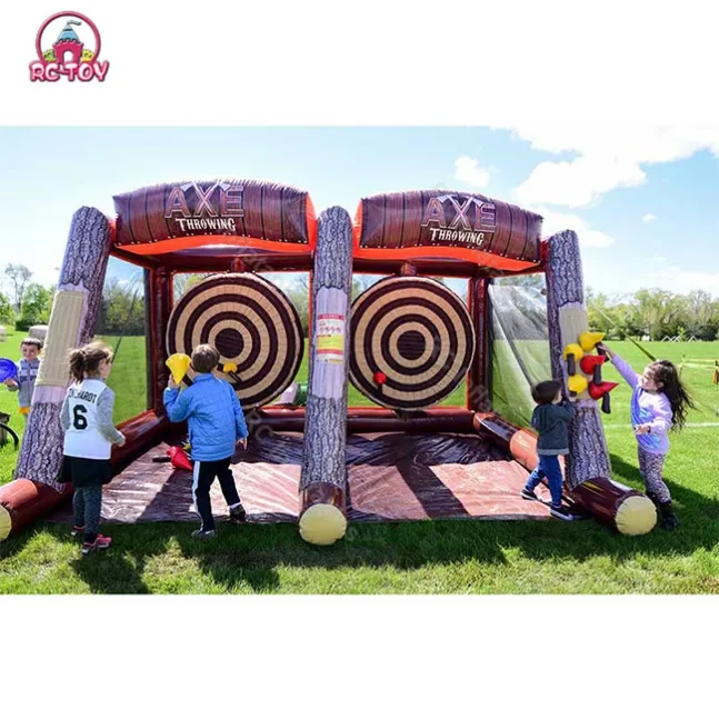 Inflatable axe throwing game with foam axes (14)