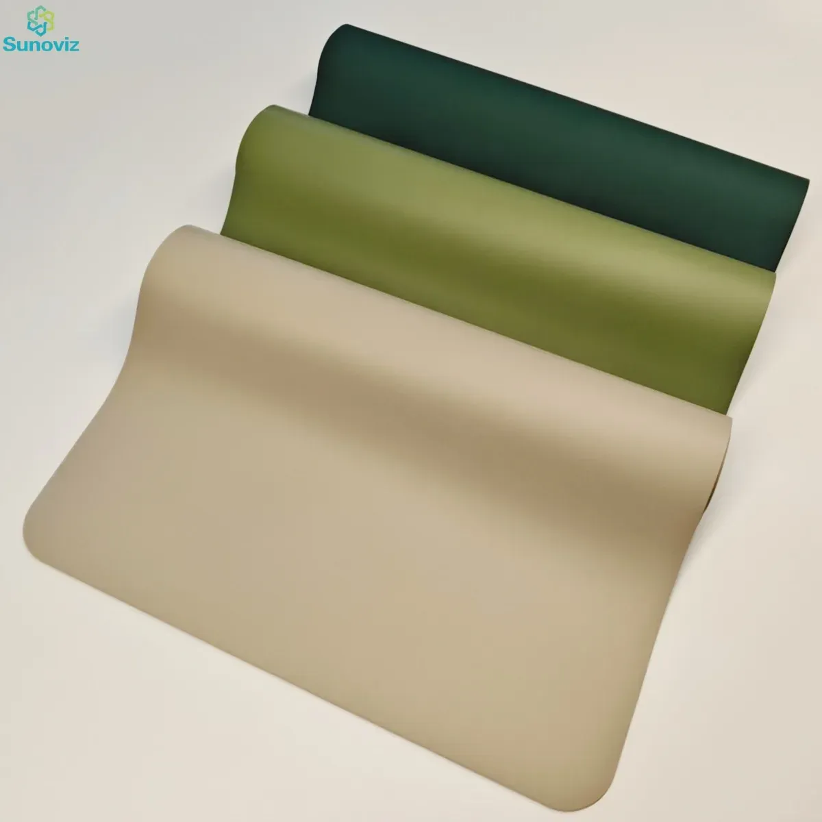 Dark green, olive green and beige PU yoga mats