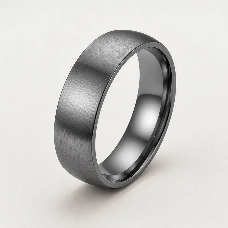 flat-top brushed tantalum ring with flat-top profile with a brushed finish, FKS-TA-003
