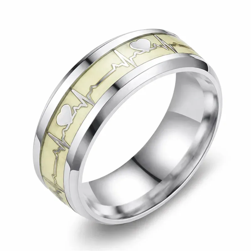 silver gold pattern titanium ring with gold-tone accent, FKS-TI-009