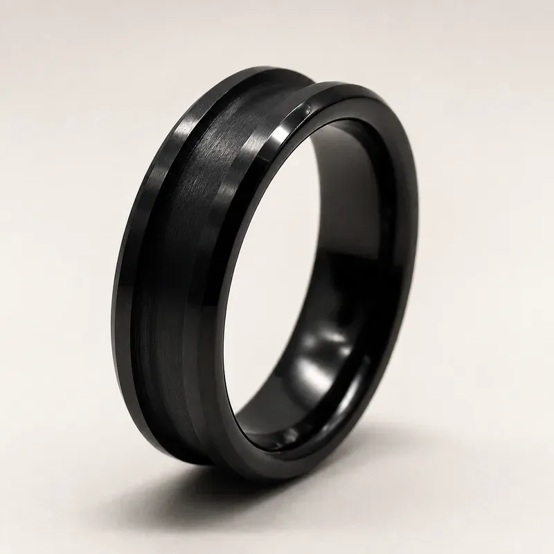 black zirconium ring with a black finish, FKS-BZ-011