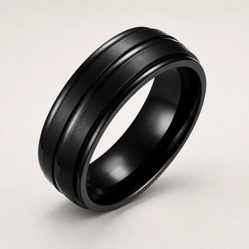 black zirconium ring with a black finish, FKS-BZ-004