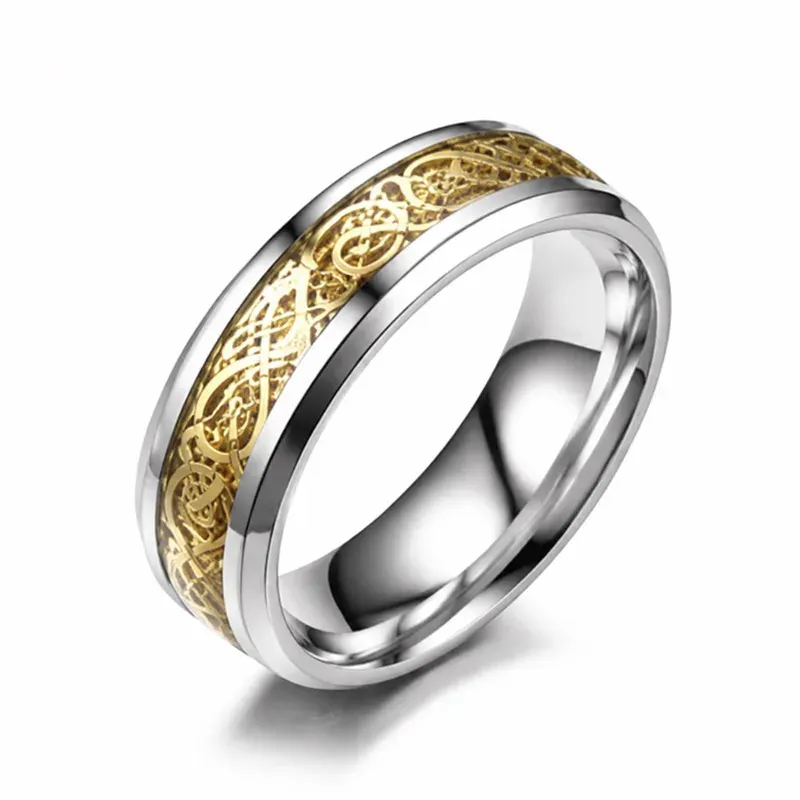 silver gold gear inlay titanium ring with gear inlay, FKS-TI-040