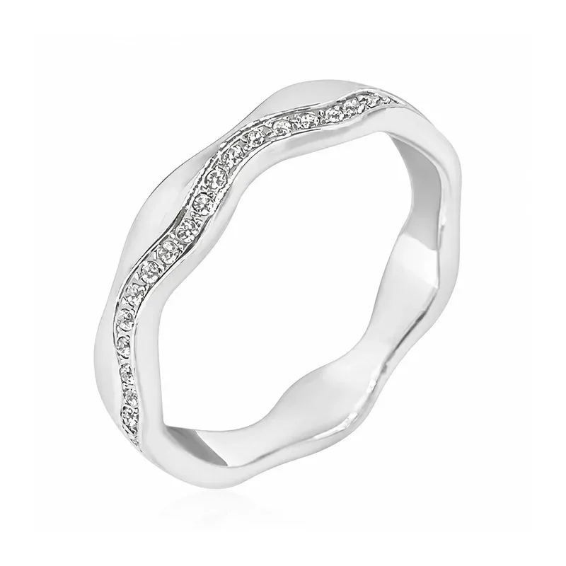 stainless steel stone-set stacking rings with stone setting, FKS-SS-050