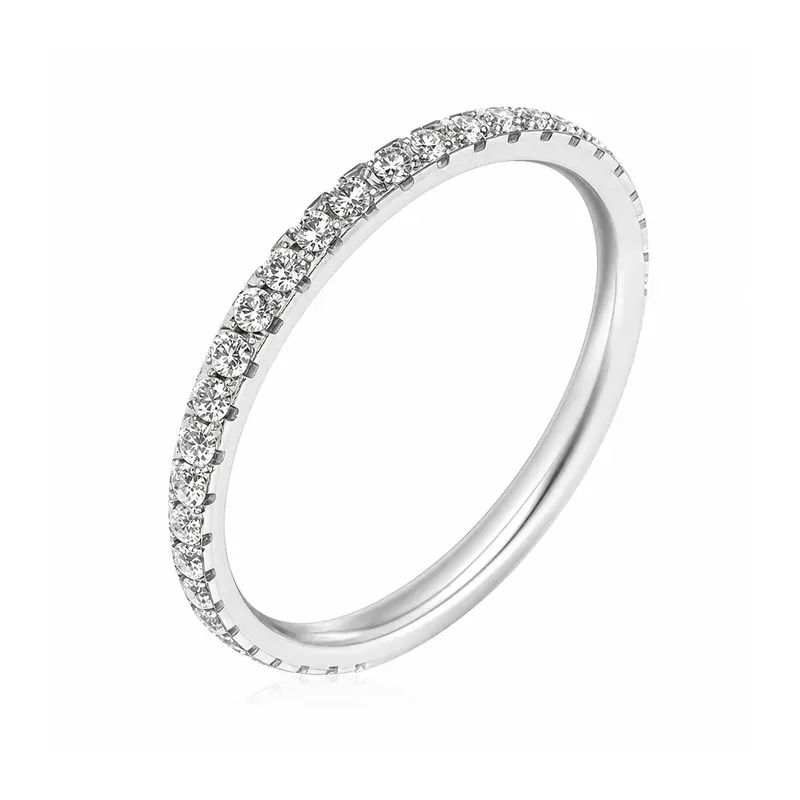 silver-tone brass eternity rings with stone-set eternity band, FKS-BR-073