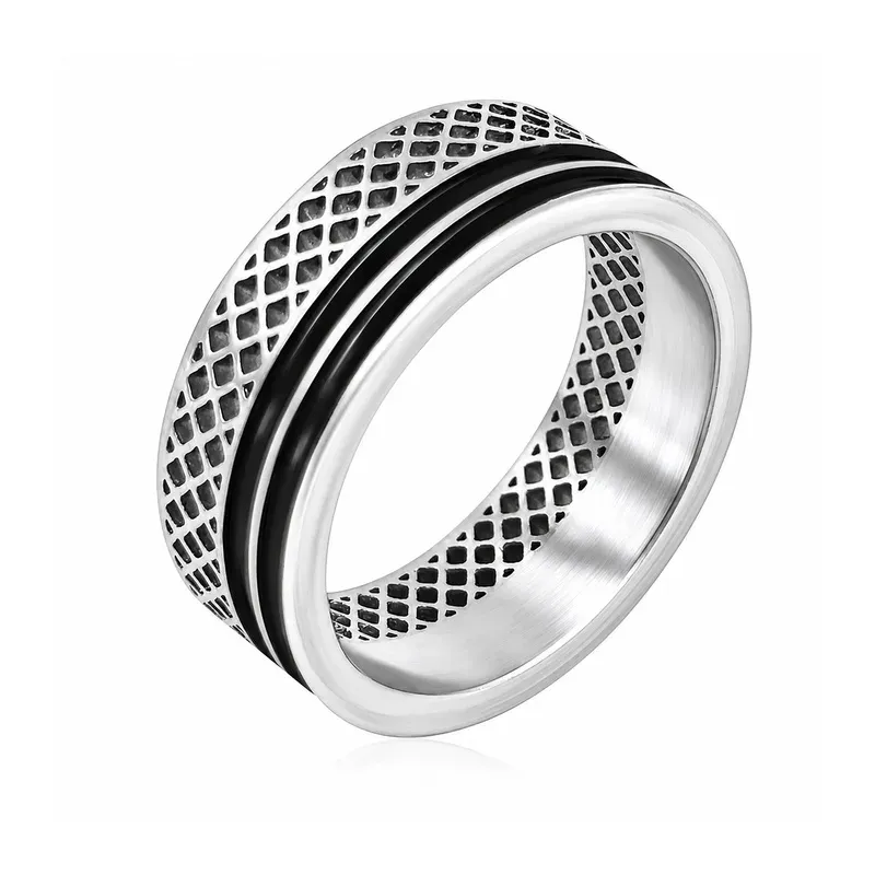 stainless steel men's ring with men's styling, FKS-SS-052