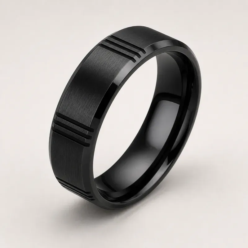 black zirconium ring with a black finish, FKS-BZ-006