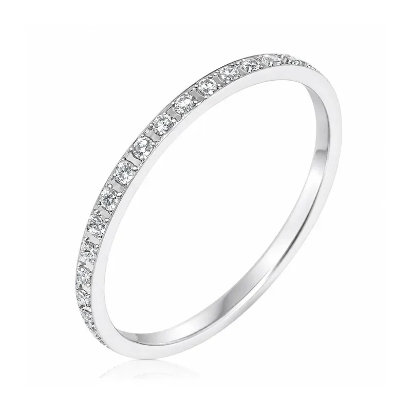 silver-tone brass eternity rings with stone-set eternity band, FKS-BR-072