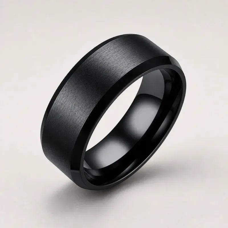 black zirconium ring with a black finish, FKS-BZ-002