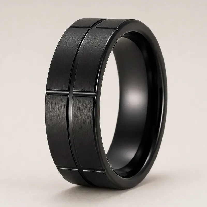 black zirconium ring with a black finish, FKS-BZ-007