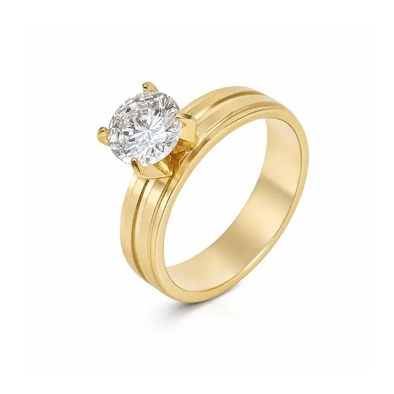 stainless steel stone-set engagement ring with stone setting, FKS-SS-023