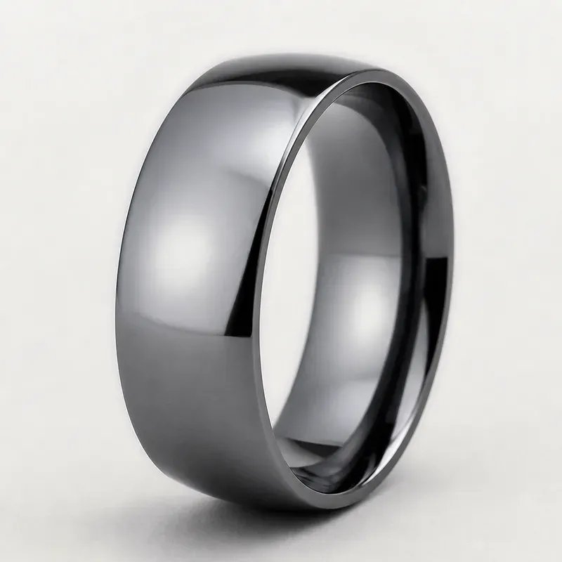 high-polish tantalum ring with wide domed profile with a high-polish finish, FKS-TA-007