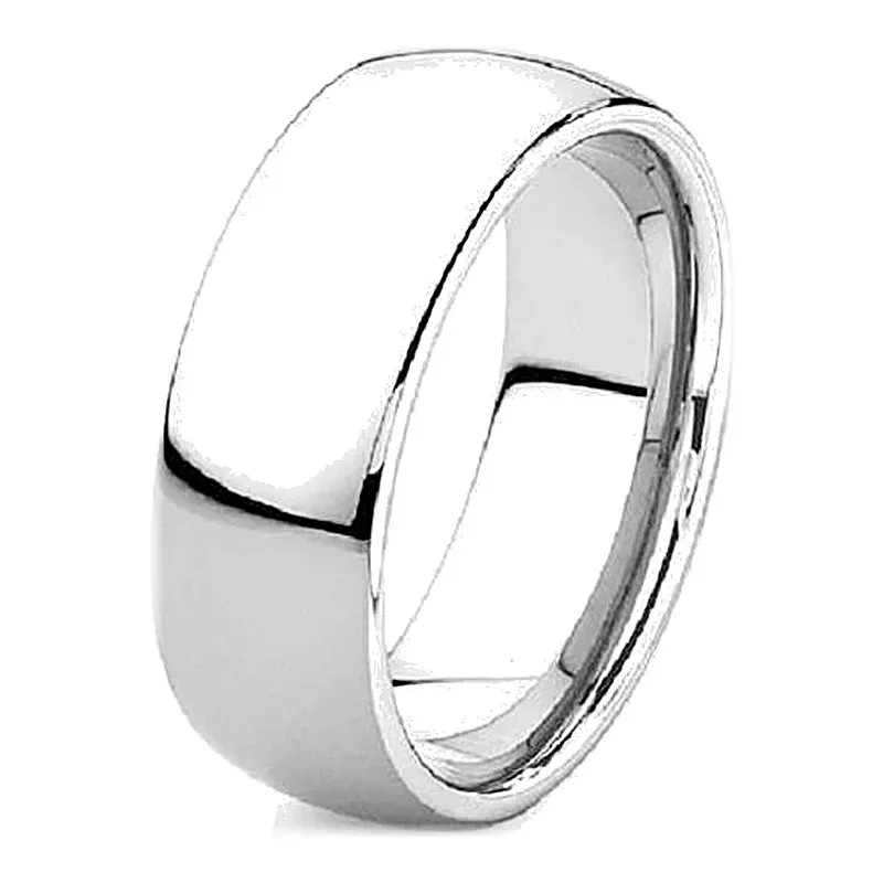 wide cobalt chrome ring with a high-polished domed surface