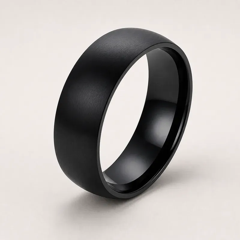 black zirconium ring with a black finish, FKS-BZ-001