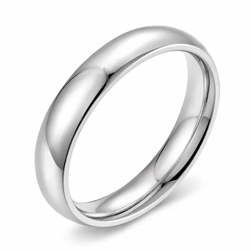 silver wedding titanium ring with wedding band styling, FKS-TI-013