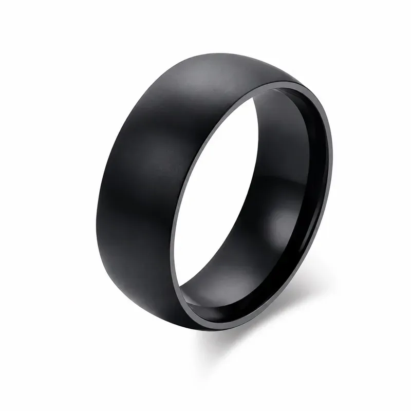 black dome titanium ring with domed profile, FKS-TI-021