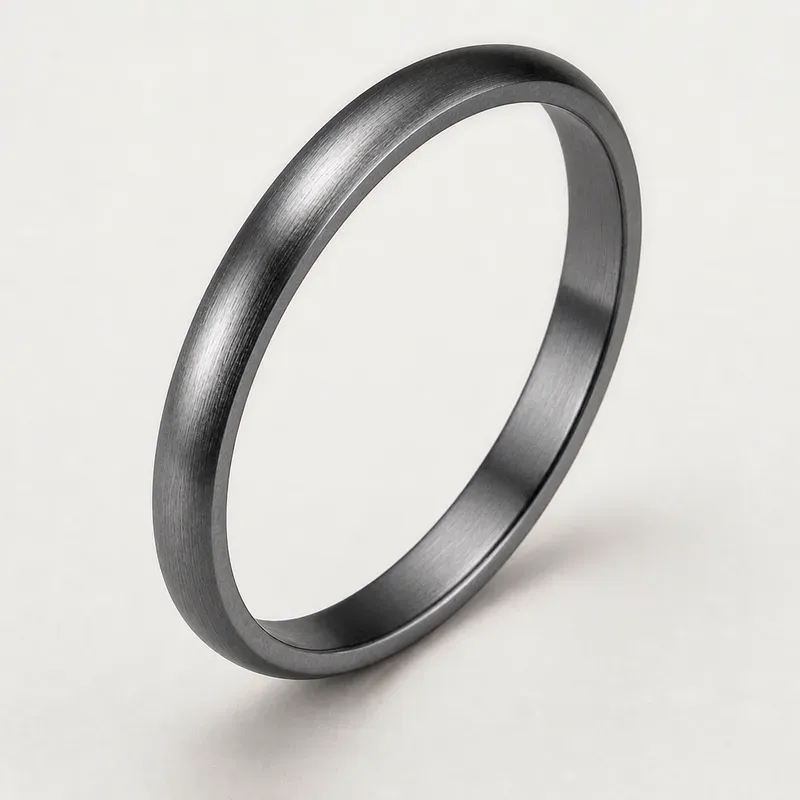 domed brushed tantalum ring with domed profile with a brushed satin finish, FKS-TA-001