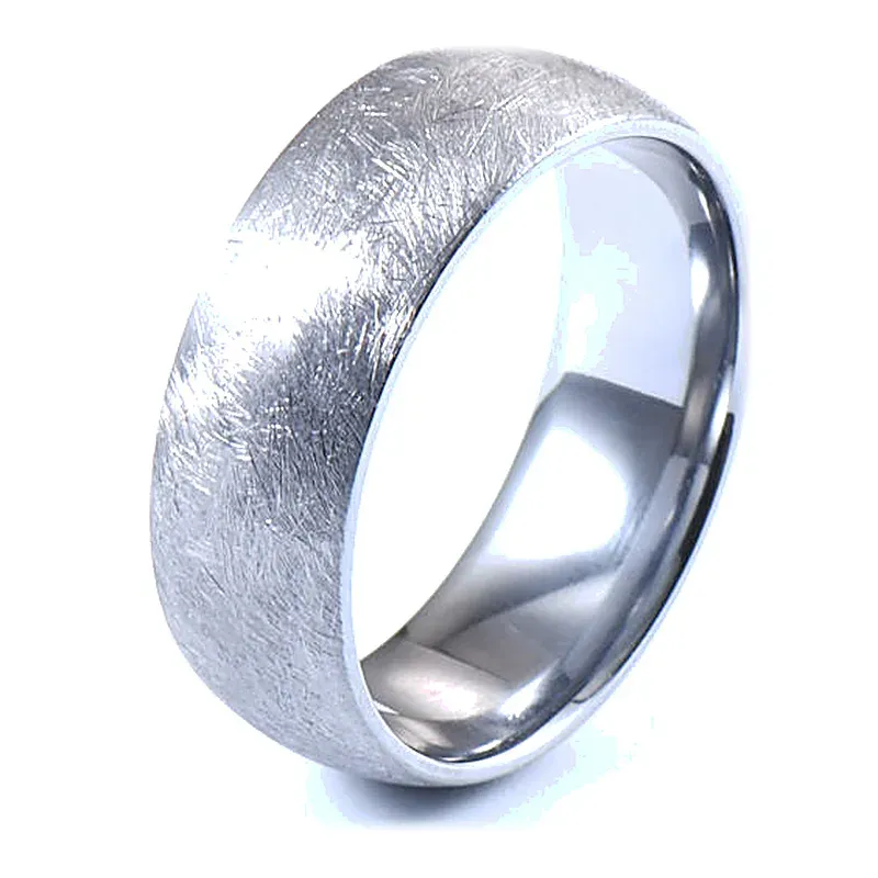 cobalt chrome ring with snowflake-brushed outer and polished inner
