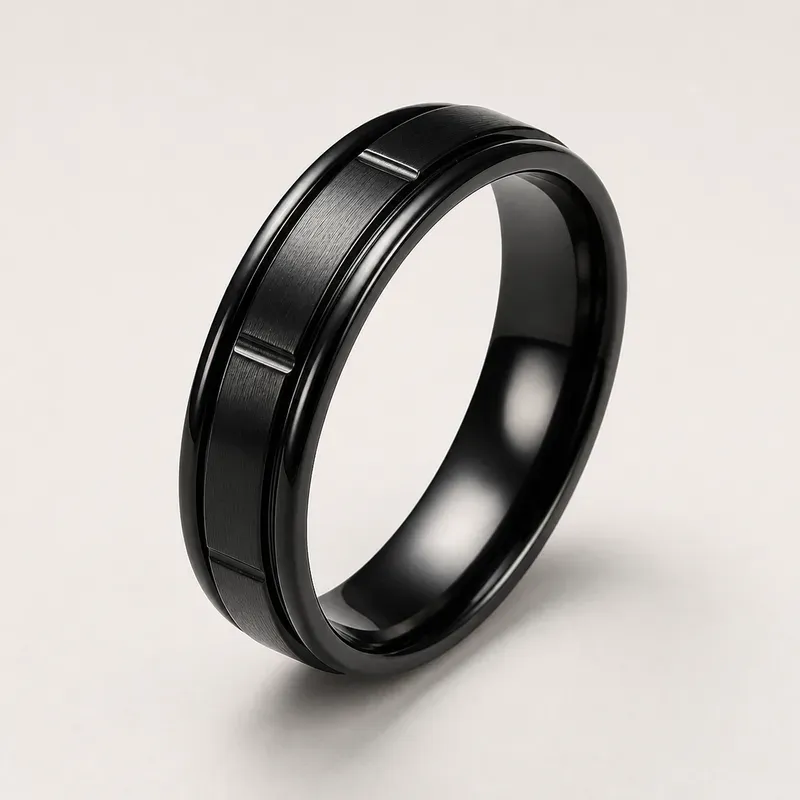 black zirconium ring with a black finish, FKS-BZ-005