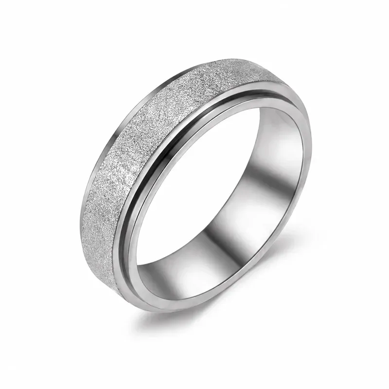 silver textured titanium ring with textured surface, FKS-TI-033