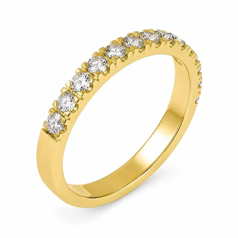 gold-tone brass stone-set eternity ring with stone-set eternity band, FKS-BR-067