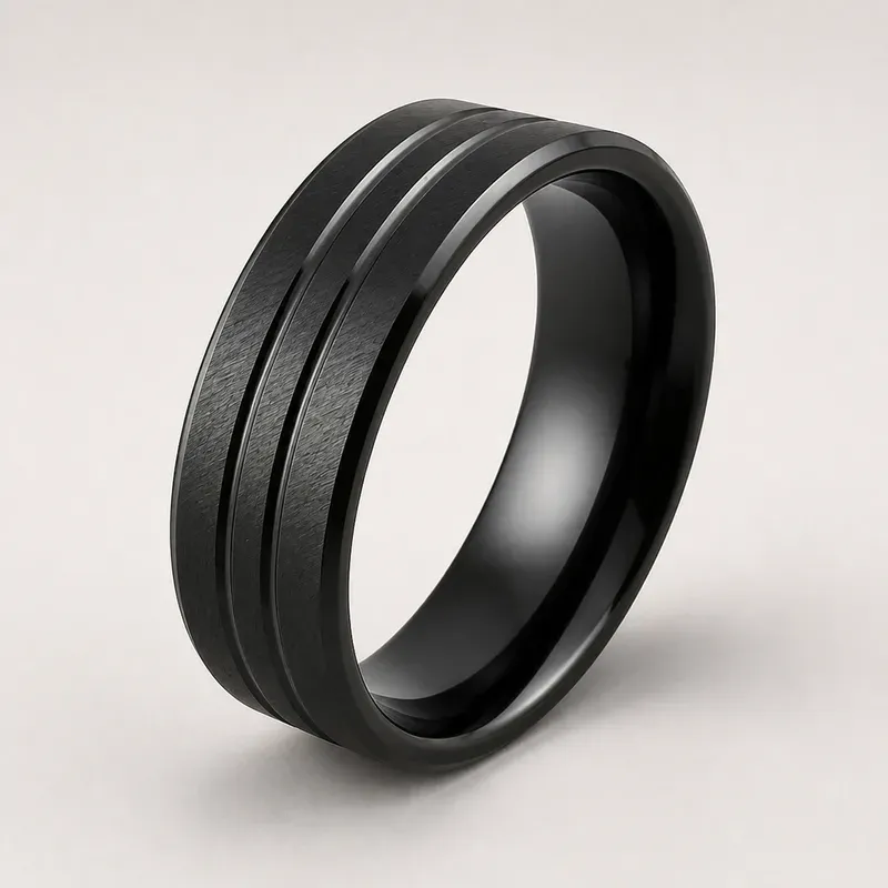 black zirconium ring with a black finish, FKS-BZ-003