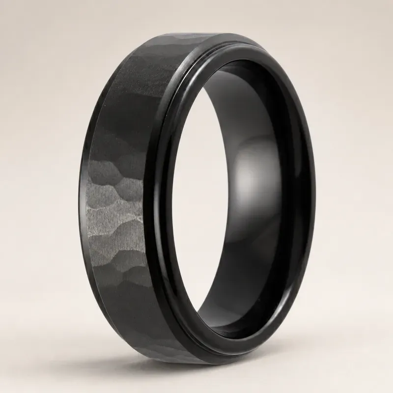 black zirconium ring with a black finish, FKS-BZ-009