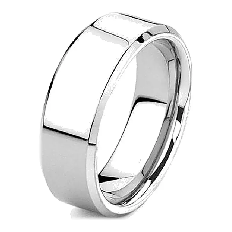 cobalt chrome ring with a high-polished flat top and beveled edge