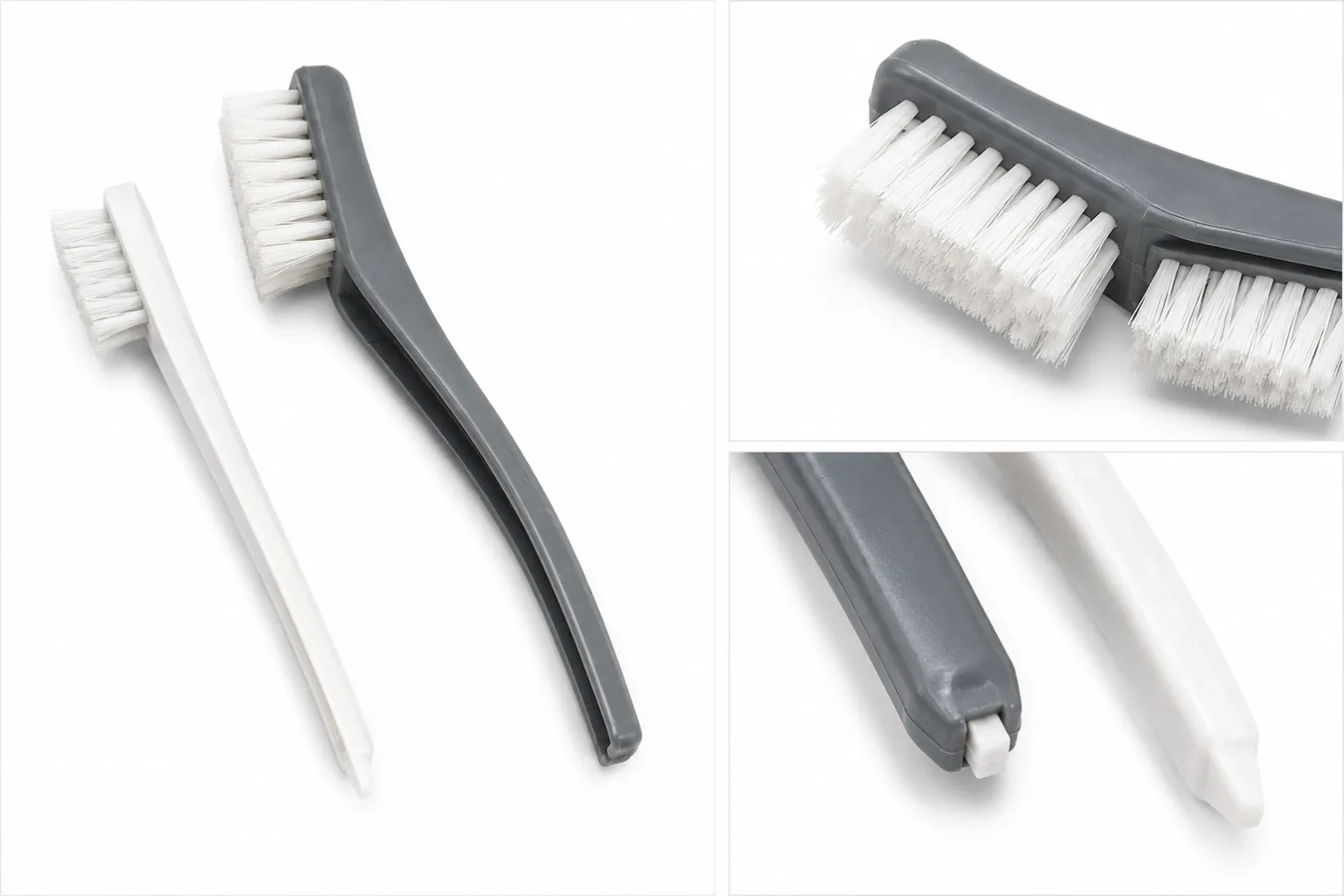 Multiple angle views of Dual Head Grout Cleaning Brush Set