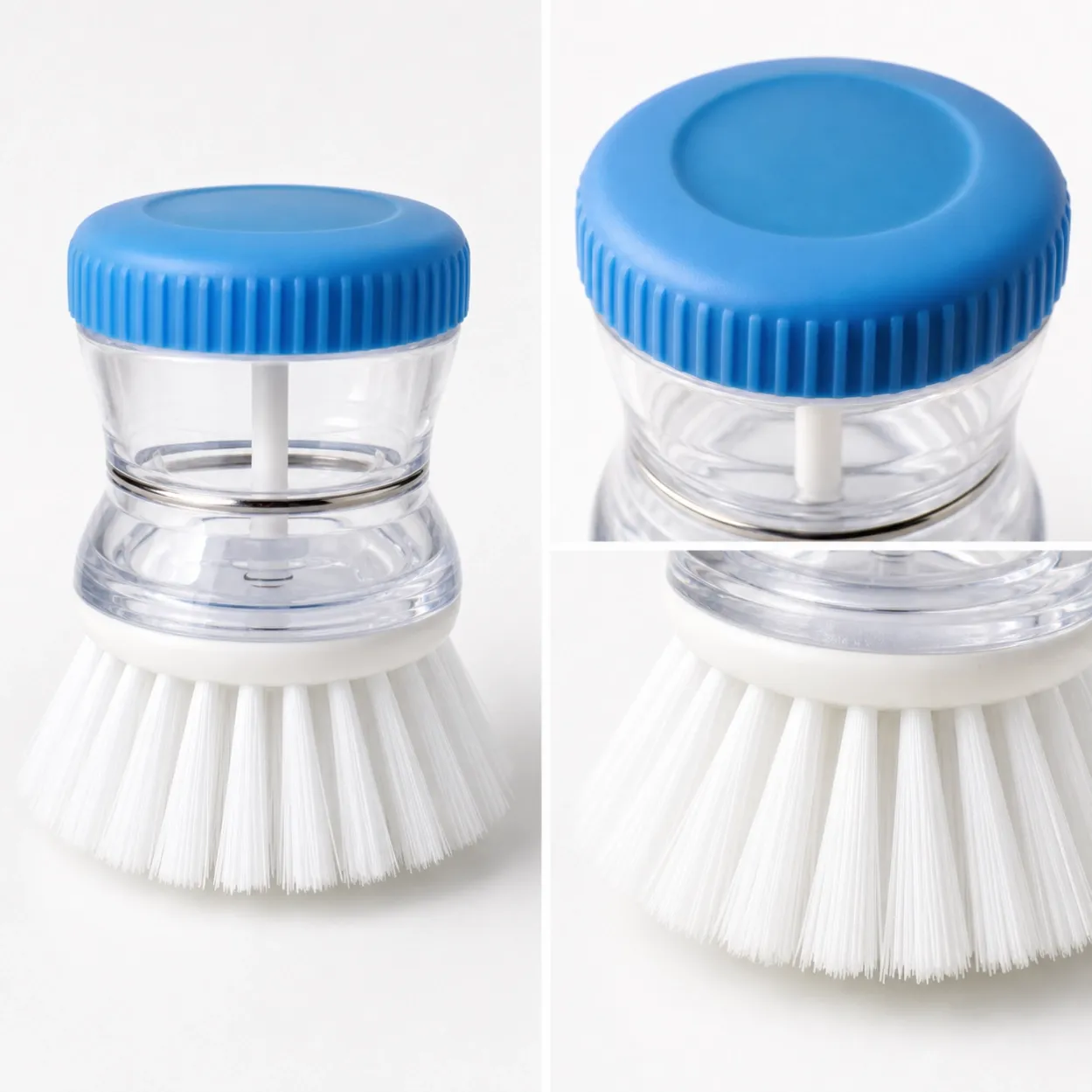 Close-up details of Press Soap Dispensing Dish Brush