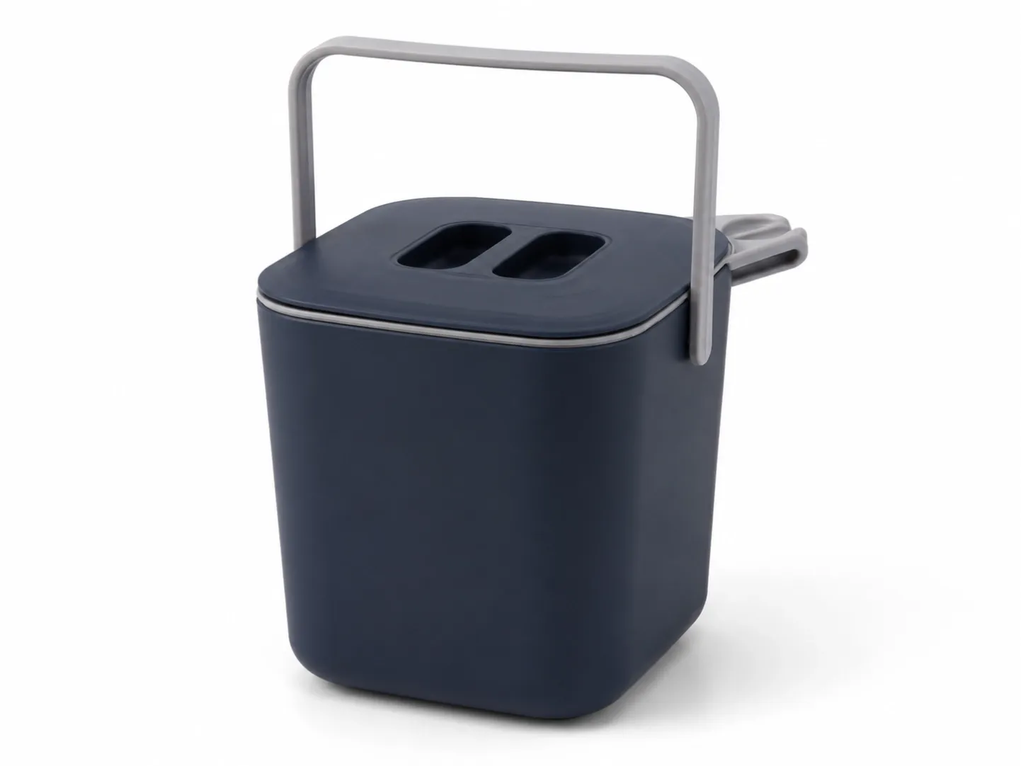 4L dark blue kitchen food waste bin with lid and top handle